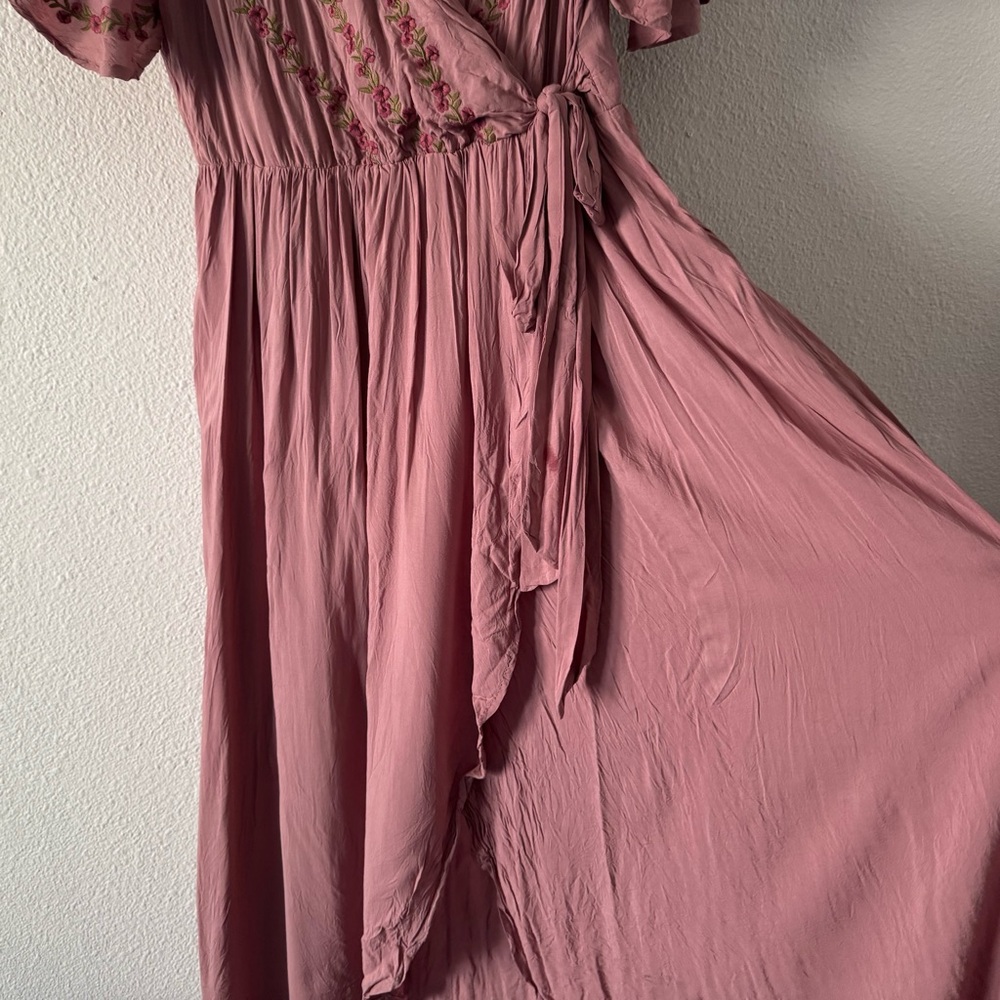 Jodifl Parklan Floral Embroidered Wrap Tie Dress Boho Chic Medium Stunning - Picture 8 of 16